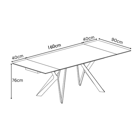 Murano 160–240cm Mid Grey Ceramic Extending Dining Table with 6 Tripoli Chairs - Pendle Village Furniture