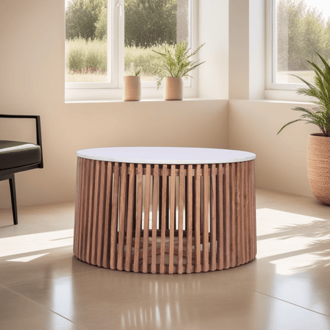 Murata Mango Wood & Marble Coffee Table - Pendle Village Furniture