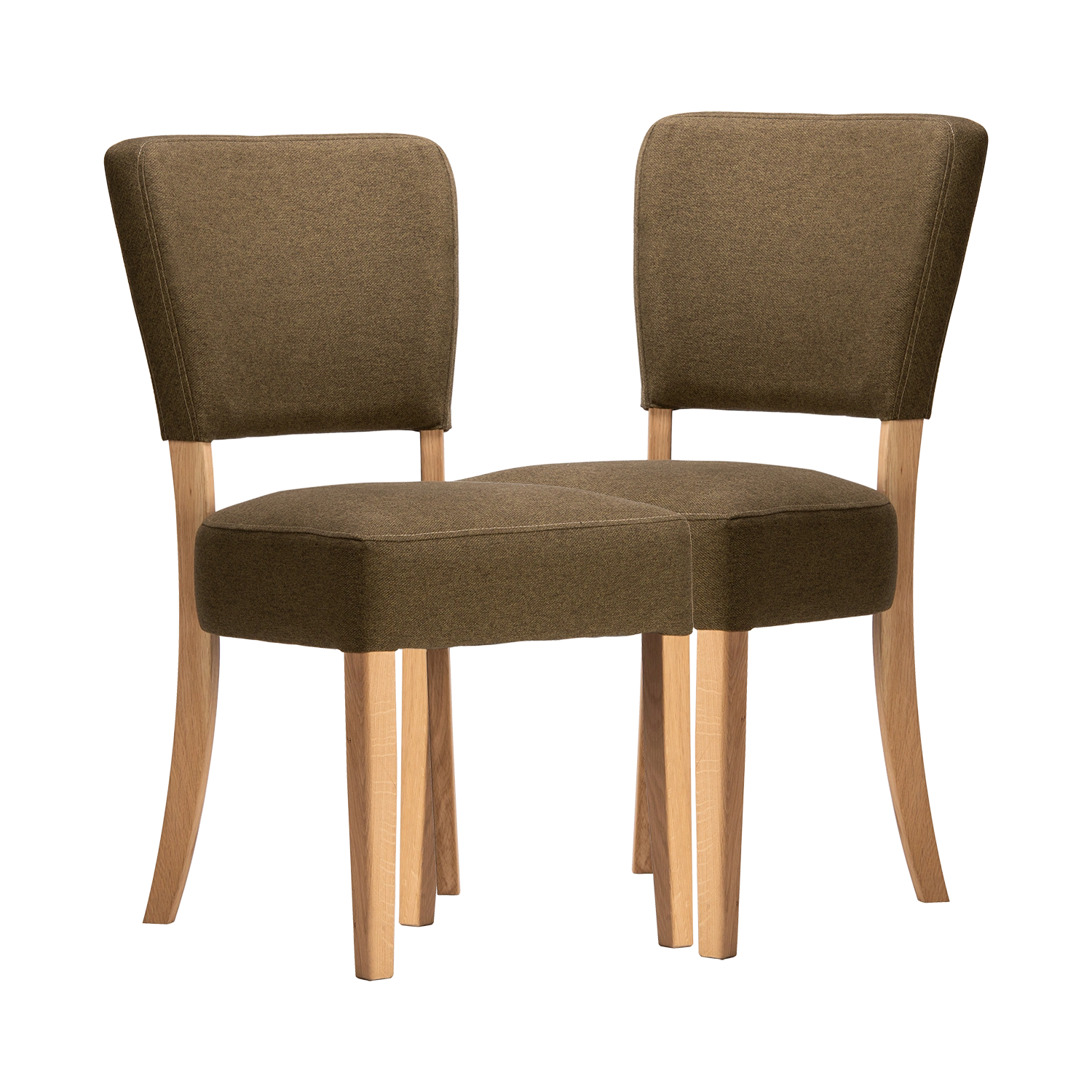 Set of 4 Nico Yellow Gold Fabric Dining Chairs with Oak Legs