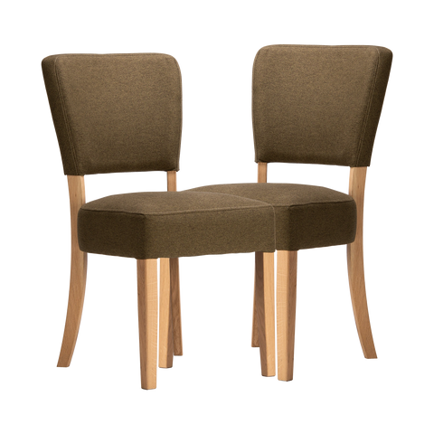 Set of 4 Nico Yellow Gold Fabric Dining Chairs with Oak Legs