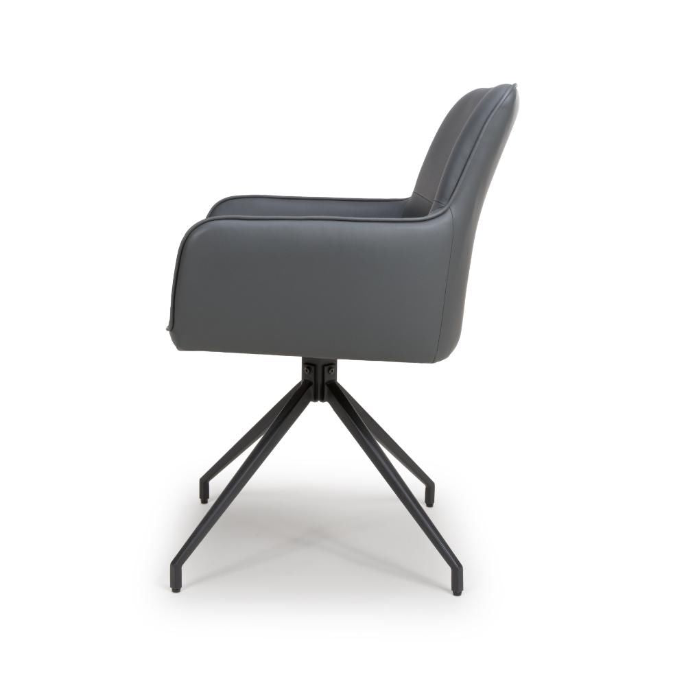 Nixon Grey Swivel Arm Dining Chair