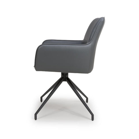 Nixon Grey Swivel Arm Dining Chair