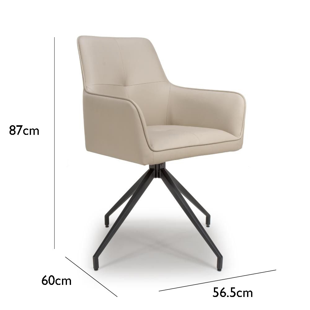 Nixon Taupe Swivel Arm Dining Chair