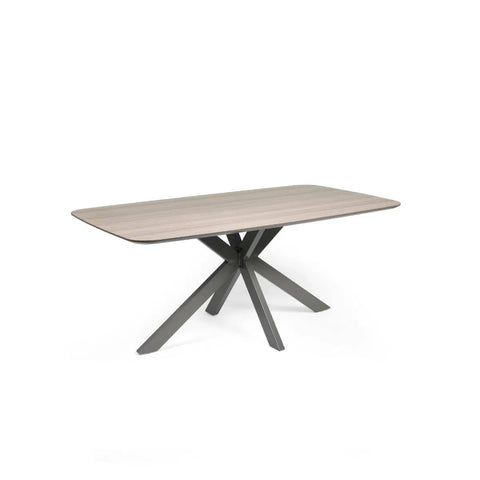 Newham Oak - Effect Dining Table with 6 Ivory Chenille Dining Chairs - Pendle Village Furniture