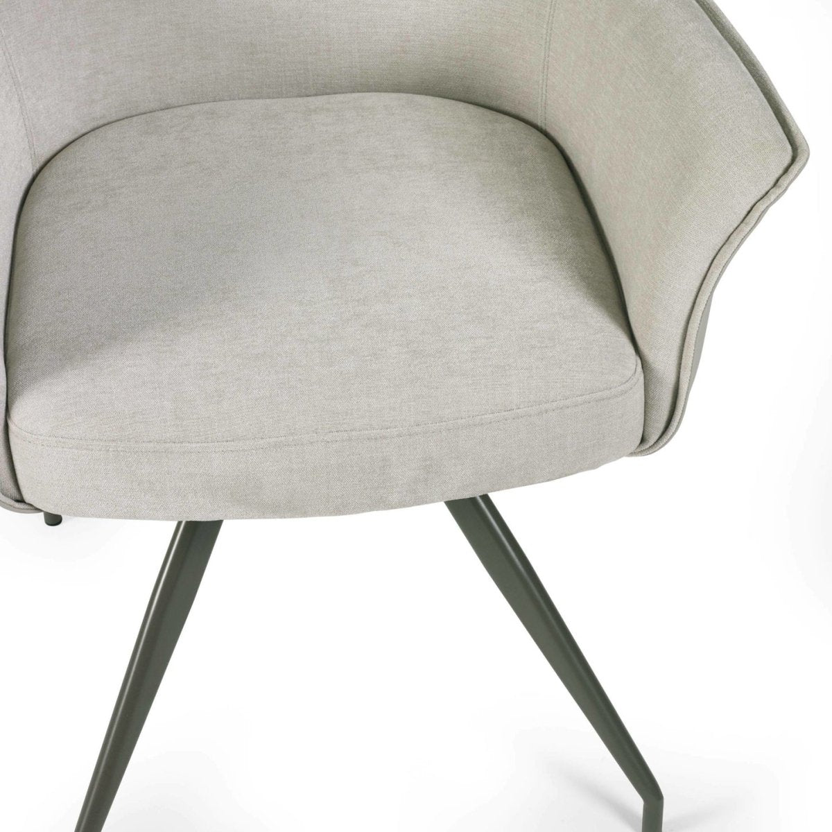 Newham Ivory Chenille Dining Chairs with Taupe Metal Legs - Pendle Village Furniture