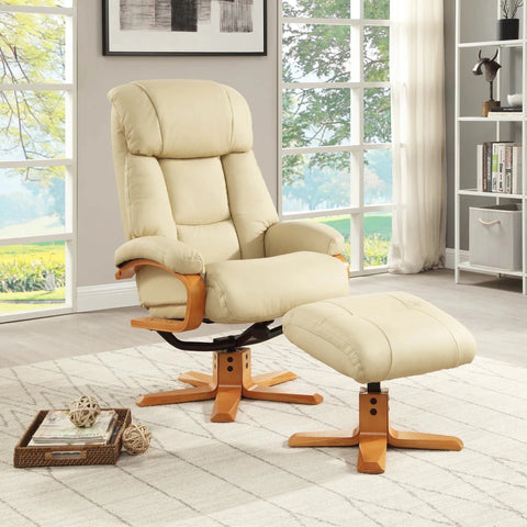 Napoli Leather Swivel Recliner Chair with Footstool