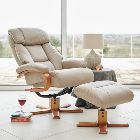 Napoli Leather Swivel Recliner Chair with Footstool