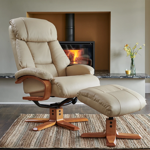 Napoli Leather Swivel Recliner Chair with Footstool