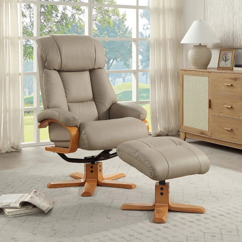Napoli Leather Swivel Recliner Chair with Footstool