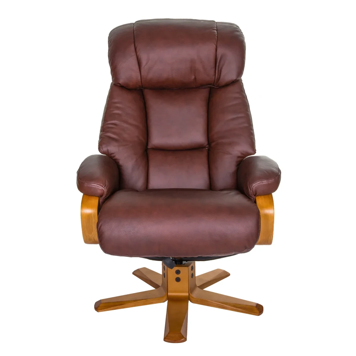 Napoli Leather Swivel Recliner Chair with wooden legs 