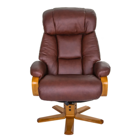 Napoli Leather Swivel Recliner Chair with wooden legs 