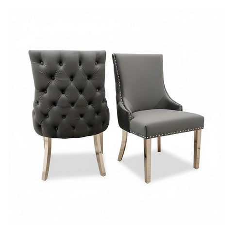 Nelson Dark Grey Velvet Dining Chairs – Set of 4 - Pendle Village Furniture