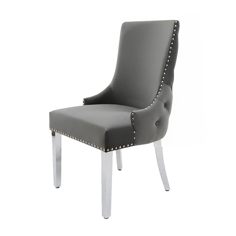 Bentley 1.8M Venice Grey Marble Dining Table with 6 Nelson Dark Grey Velvet Chairs - Pendle Village Furniture