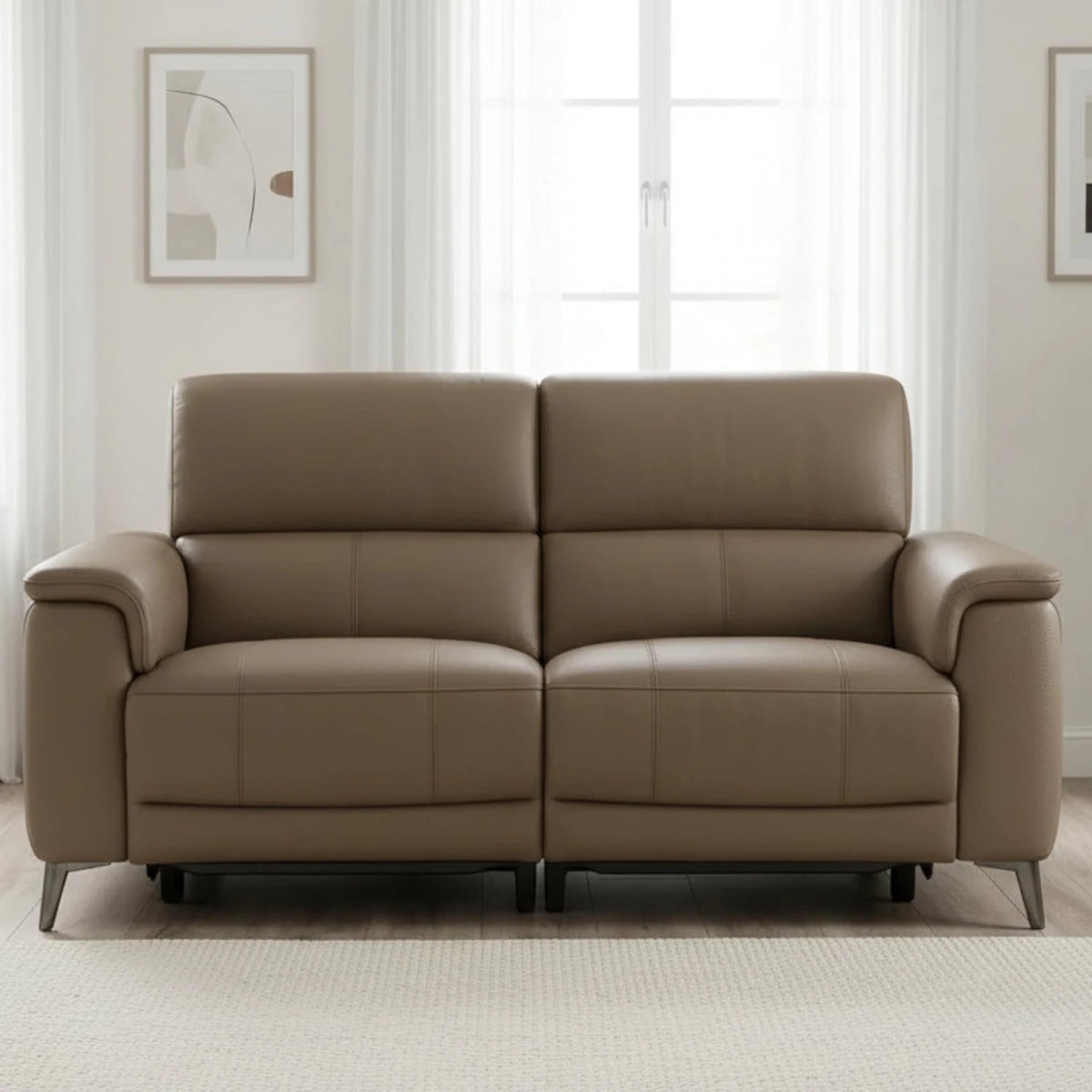 Neo Prestige leather 3 seater power recliner sofa with USB charging ports.