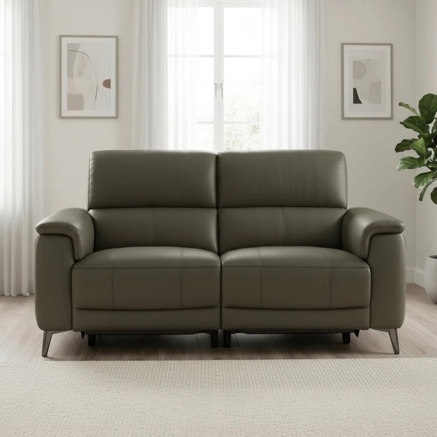 Contemporary leather recliner sofa with supportive seating and sleek design.