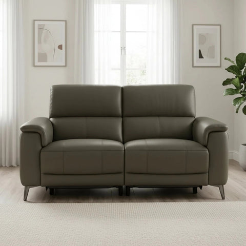 Contemporary leather recliner sofa with supportive seating and sleek design.