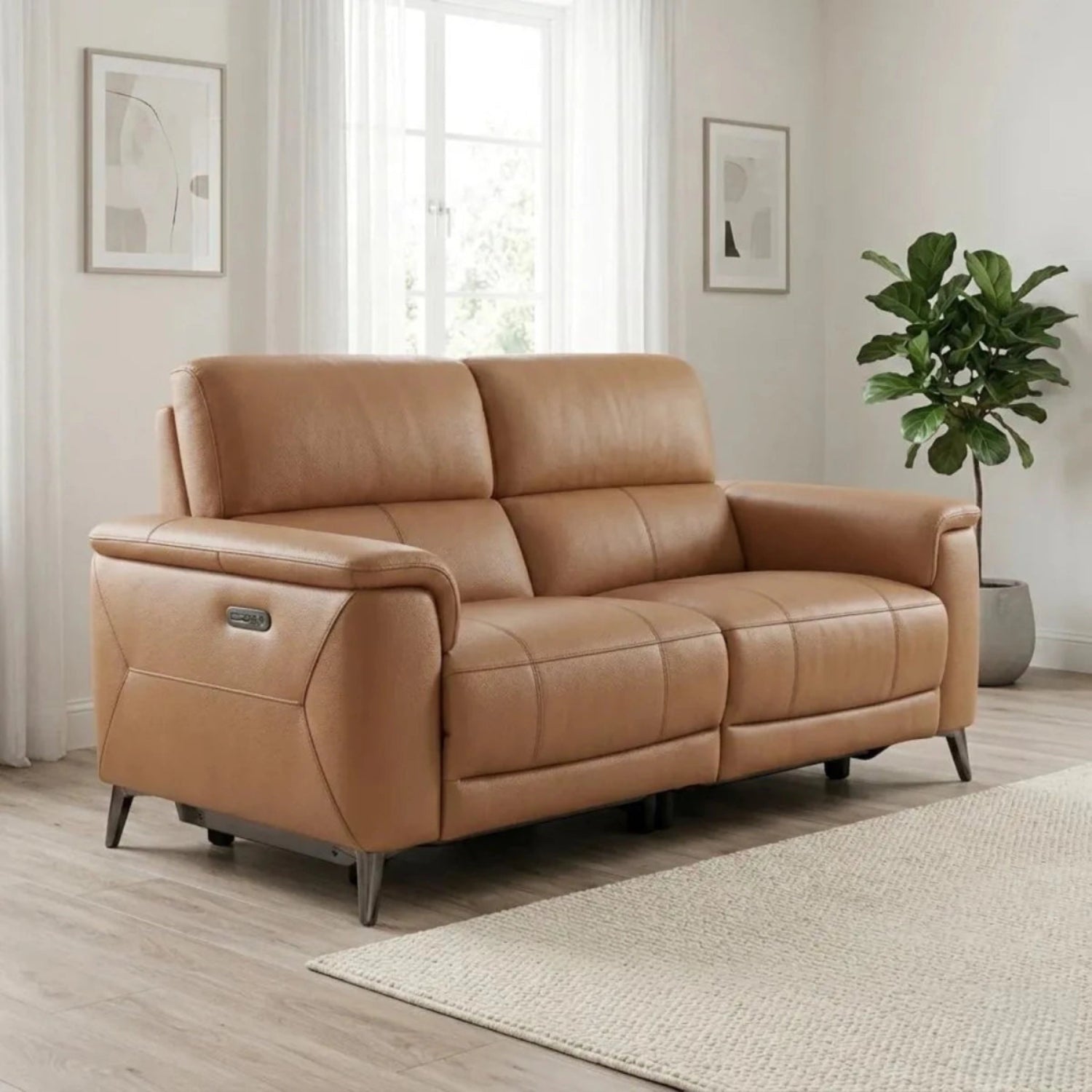 Contemporary leather recliner sofa with supportive seating and sleek design.