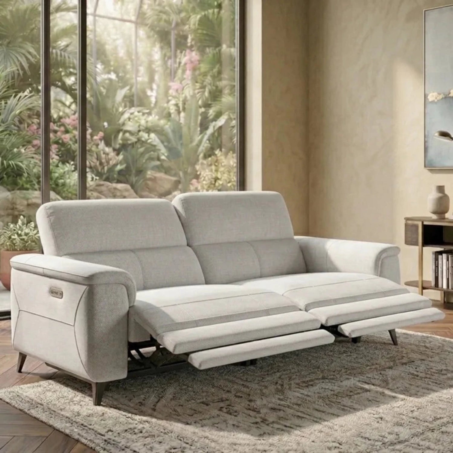 Adjustable headrest system for personalised comfort.