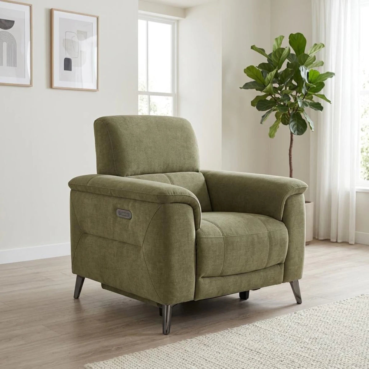 Neo Manhattan power recliner armchair with USB charging and adjustable headrest.
