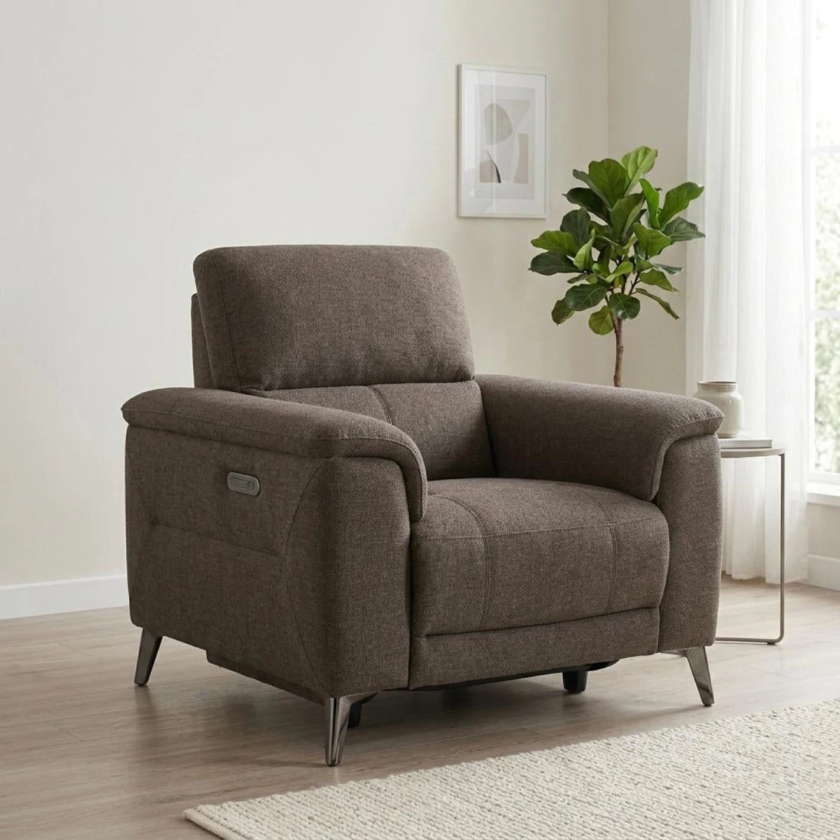 Contemporary recliner armchair with durable frame and sleek design.