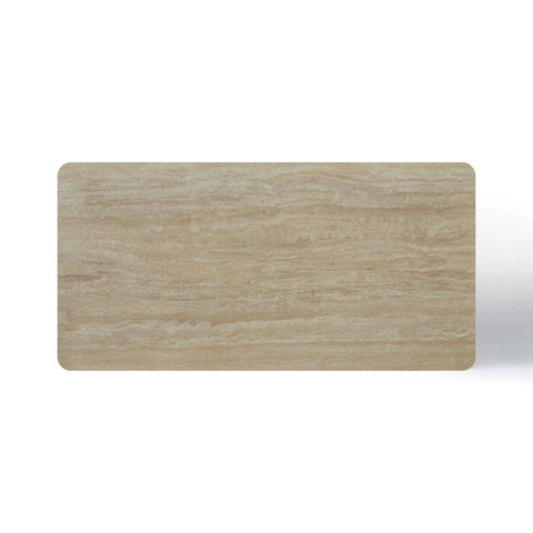 Nerio Dining Table Satin Cream Base & Travertine Top 180cm