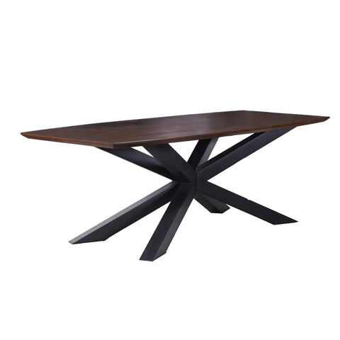Nevada 2.2M Mindi Wood Dining Table with Chunky Cross Leg Base