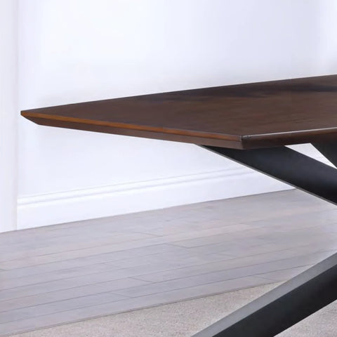 Nevada 2.2M Mindi Wood Dining Table with Chunky Cross Leg Base