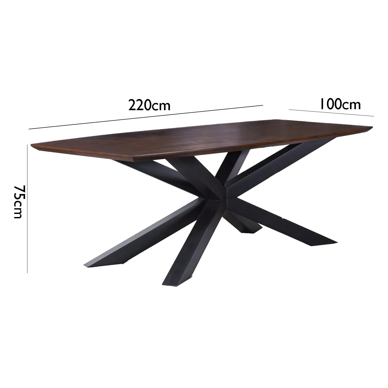 Nevada 2.2M Mindi Wood Dining Table with Chunky Cross Leg Base