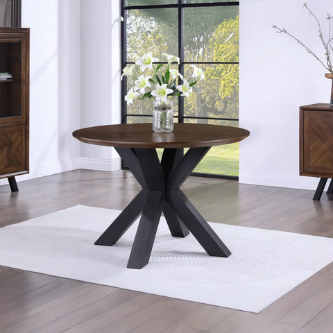 Nevada 1.1M Round Mindi Wood Dining Table with Plain Top - Pendle Village Furniture