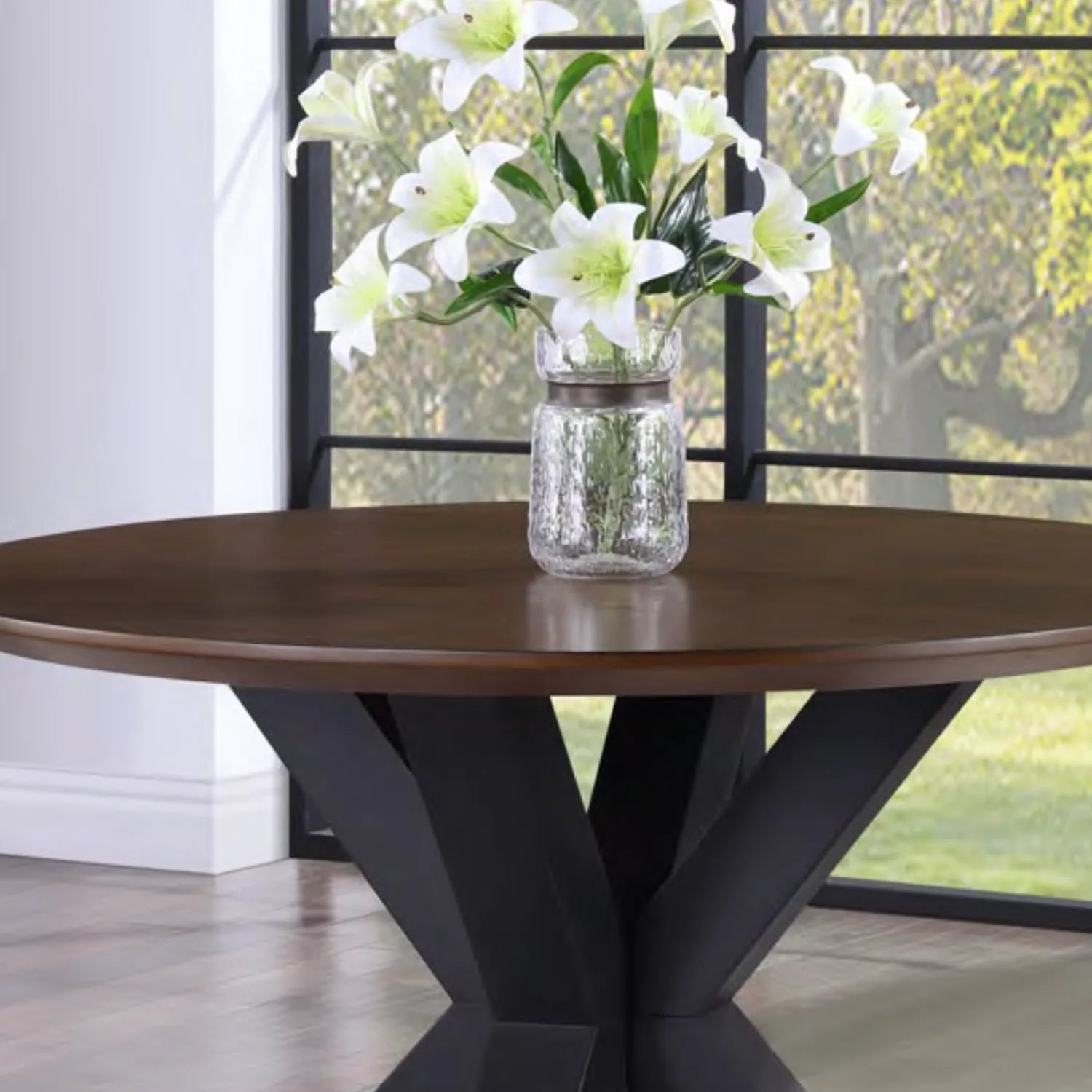 Nevada 1.1M Round Mindi Wood Dining Table with Plain Top - Pendle Village Furniture