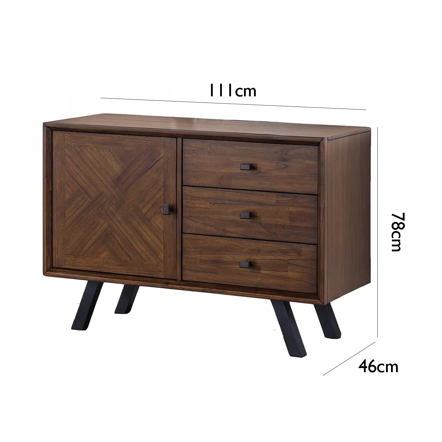 Nevada Mindi Wood Small 1 Door 3 Drawer Sideboard