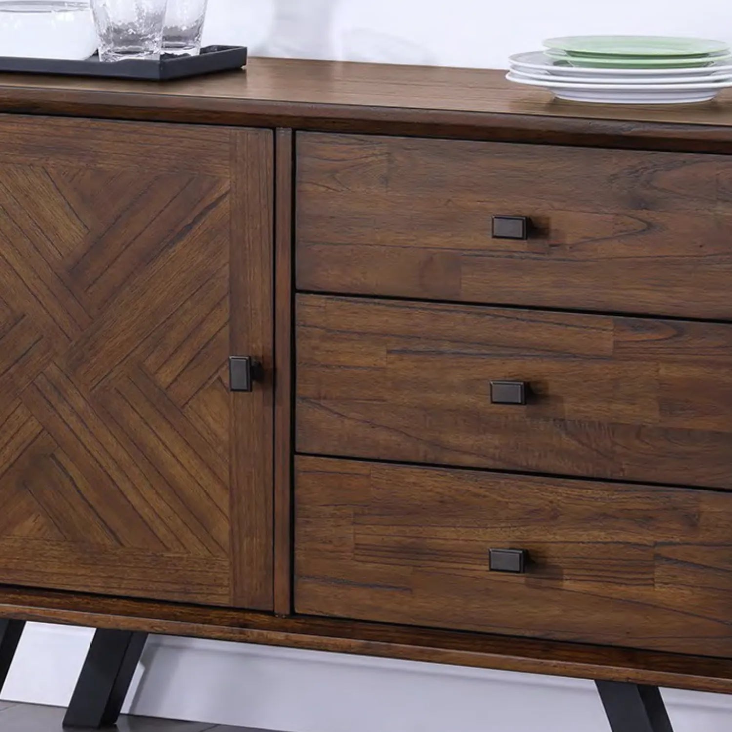 Nevada Mindi Wood Small 1 Door 3 Drawer Sideboard