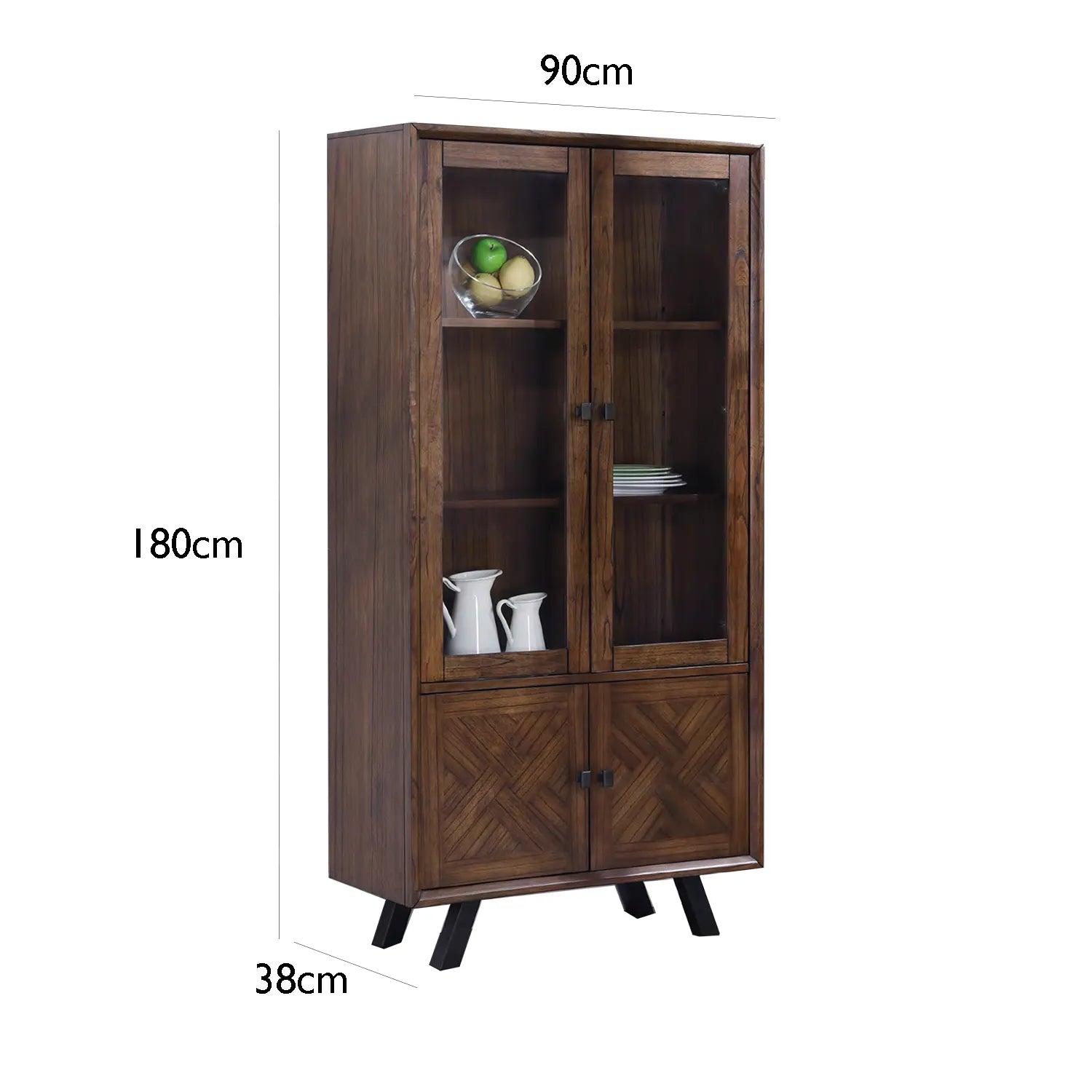 Nevada Mindi Wood 4 Door Display Unit with Parquet Detailing