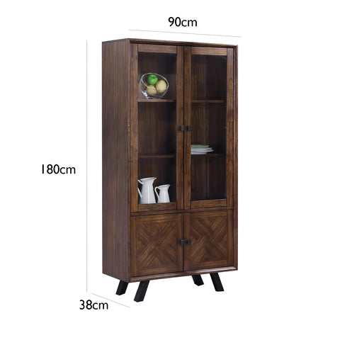Nevada Mindi Wood 4 Door Display Unit with Parquet Detailing