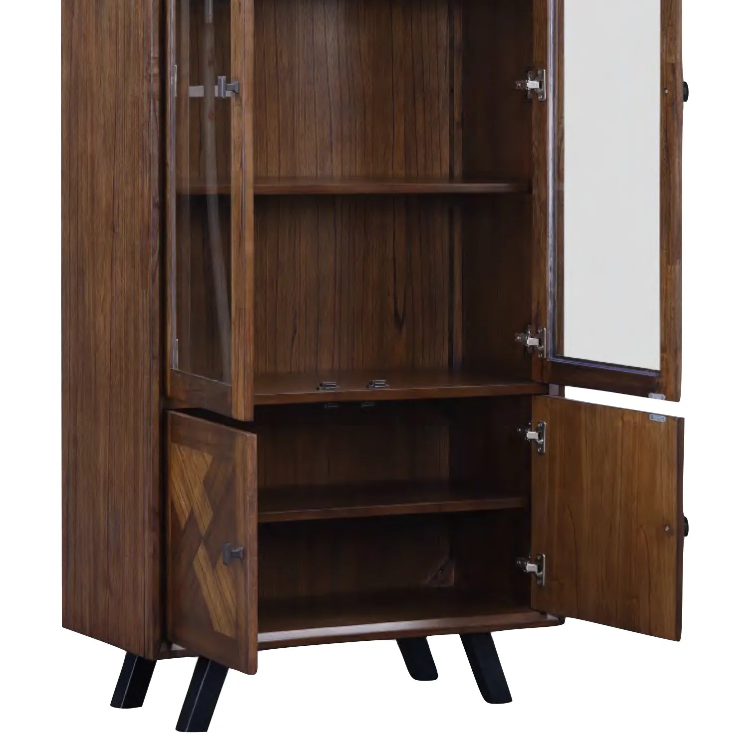 Nevada Mindi Wood 4 Door Display Unit with Parquet Detailing