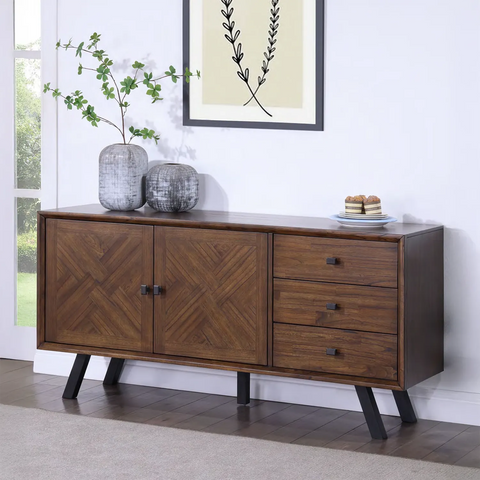 Nevada Mindi Wood Large 2 Door 3 Drawer Sideboard
