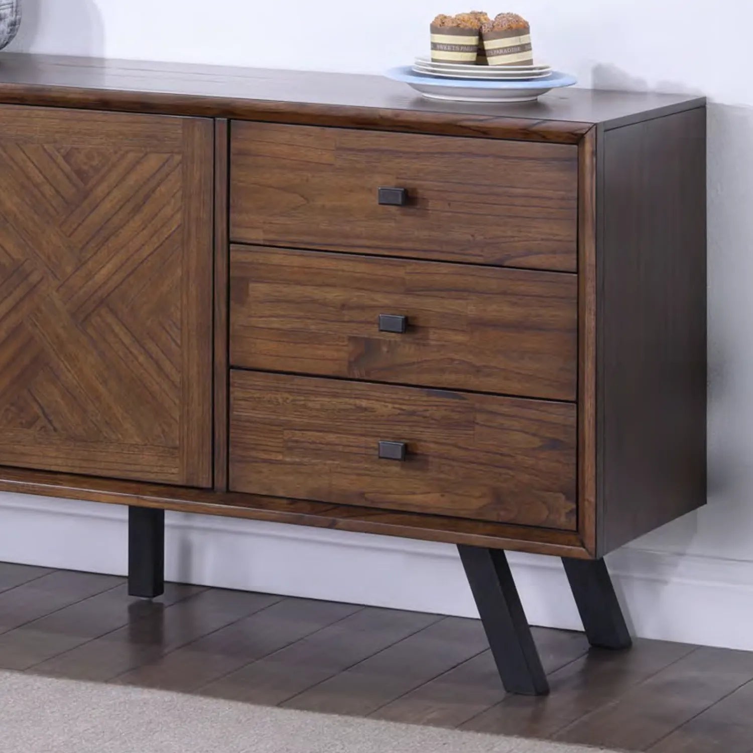 Nevada Mindi Wood Large 2 Door 3 Drawer Sideboard