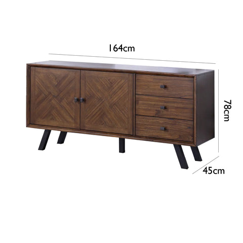 Nevada Mindi Wood Large 2 Door 3 Drawer Sideboard