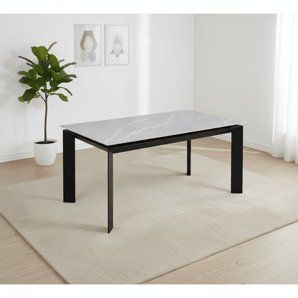 New Baron Grey Sintered Stone Ceramic Extending Dining Table