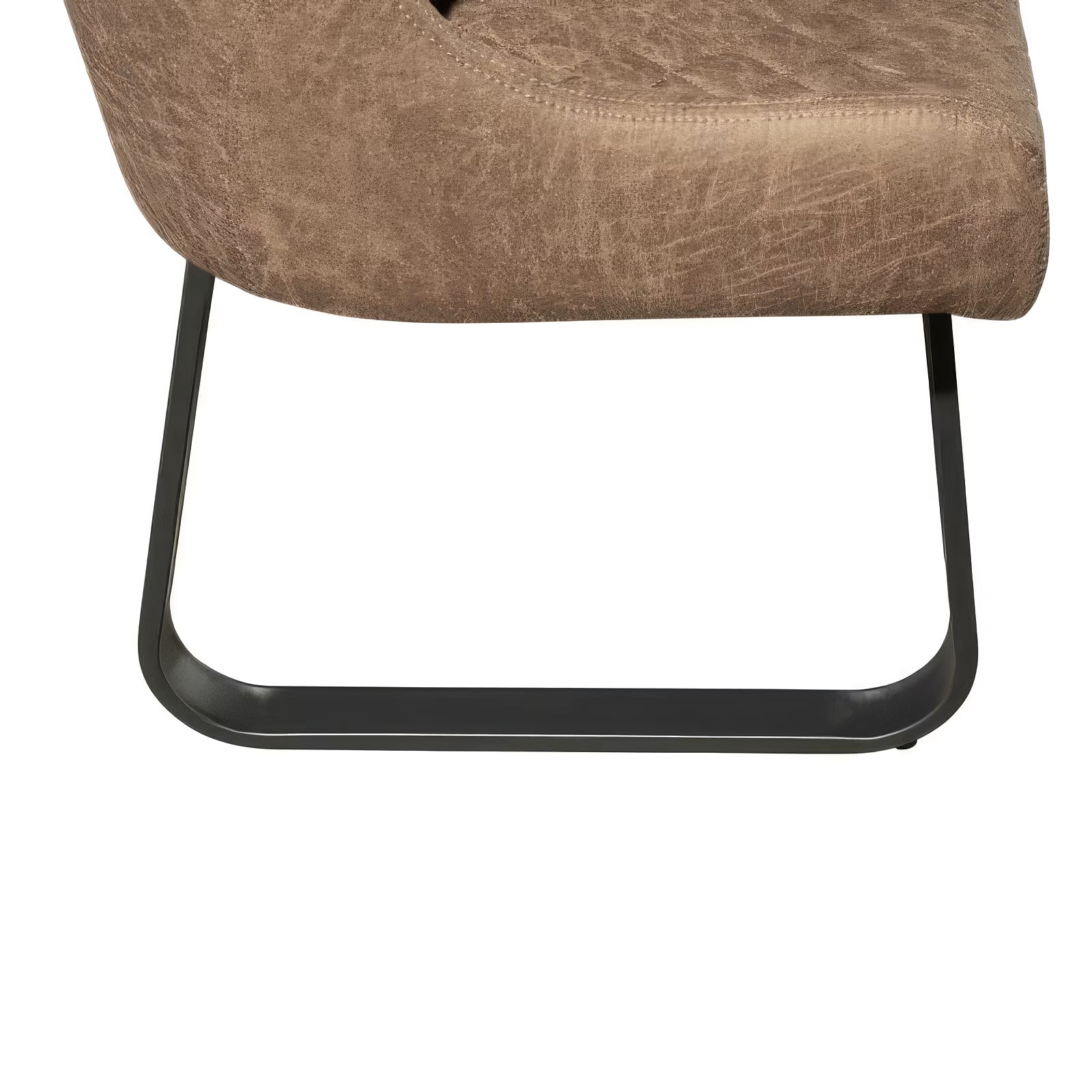 Close-up of a modern Earth Tan Faux Leather Dining Bench