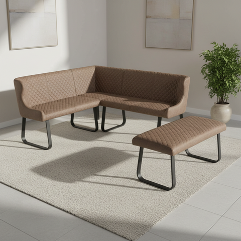New Earth Tan Corner Dining Bench