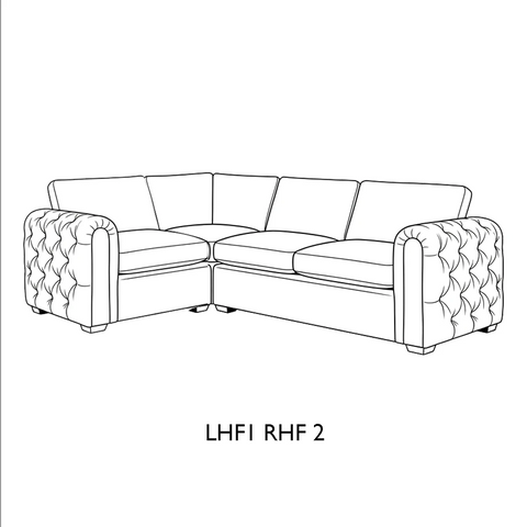 New Glamour Fabric Upholstered Corner Sofa with Tufted Arms