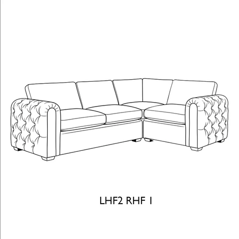 New Glamour Fabric Upholstered Corner Sofa with Tufted Arms