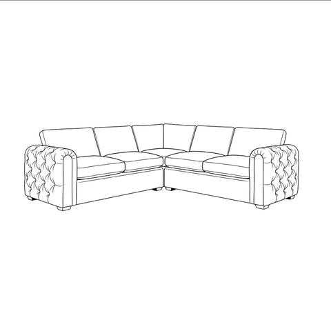 New Glamour Fabric Upholstered Corner Sofa with Tufted Arms
