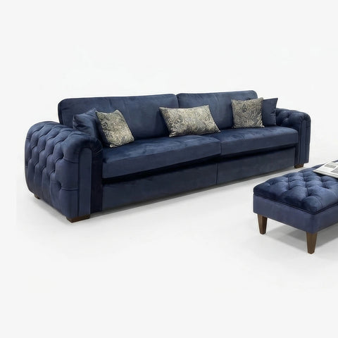 New Glamour Fabric Upholstered Corner Sofa with Tufted Arms