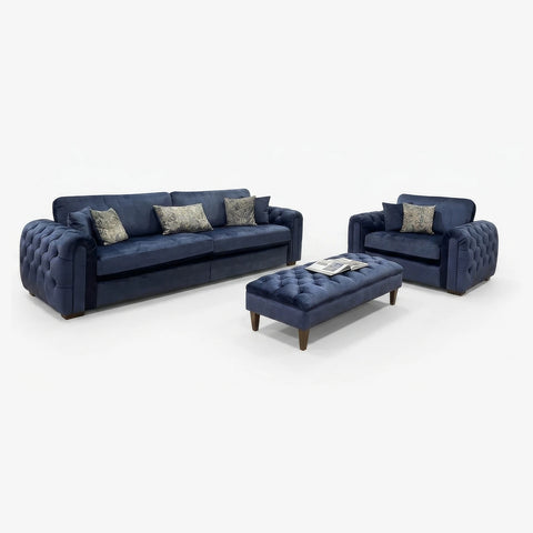 New Glamour Fabric Upholstered Corner Sofa with Tufted Arms