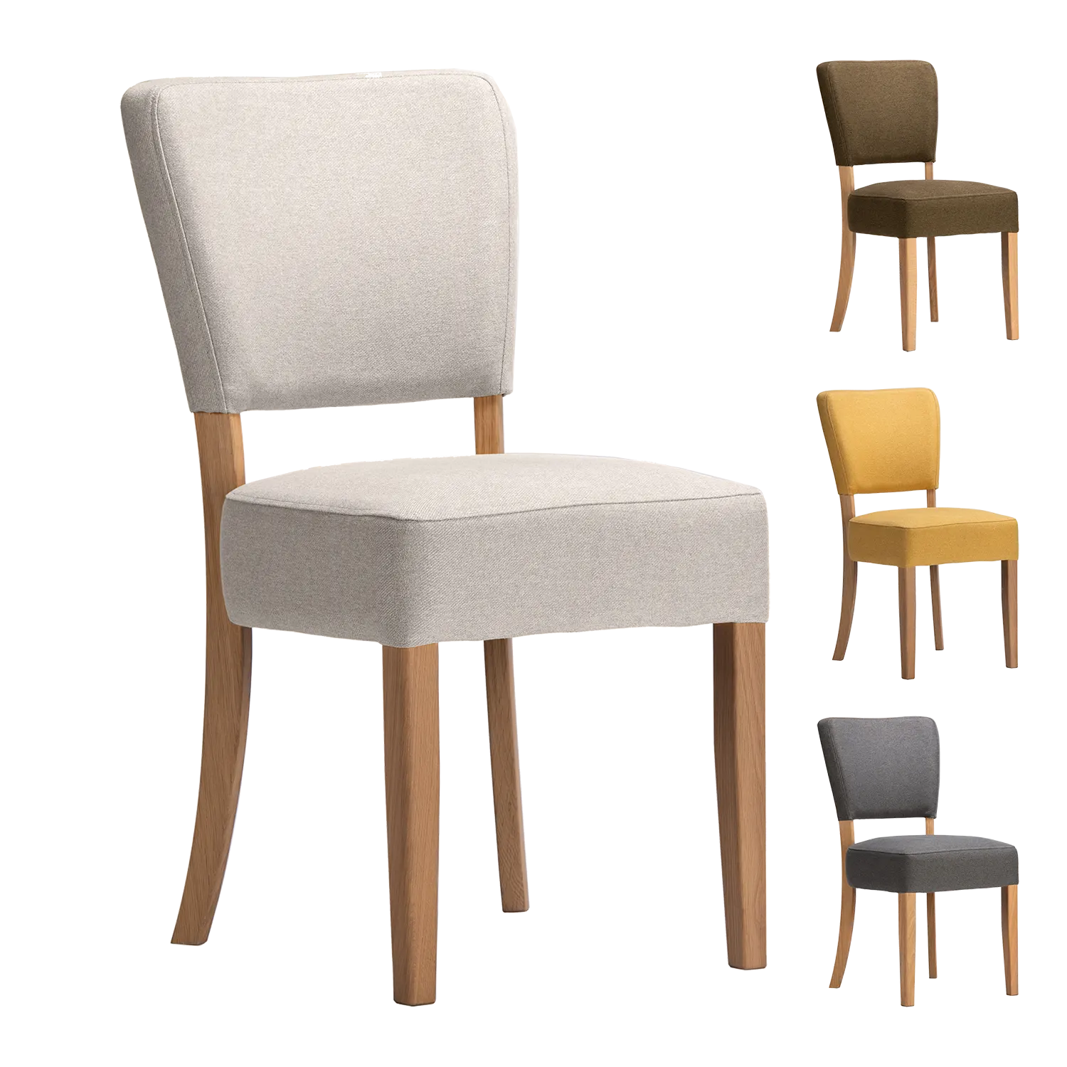 Set of 4 Nico Yellow Gold Fabric Dining Chairs with Oak Legs