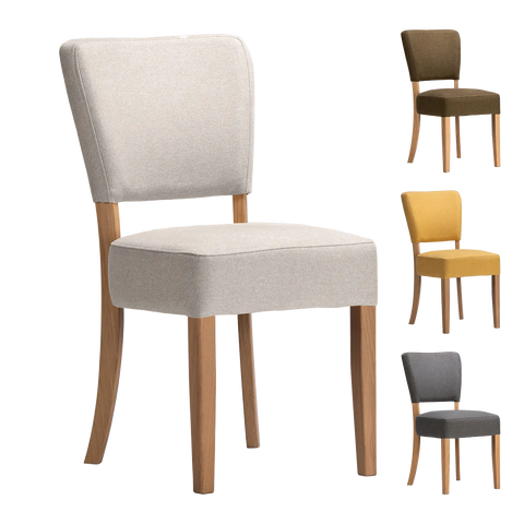 Set of 4 Nico Yellow Gold Fabric Dining Chairs with Oak Legs