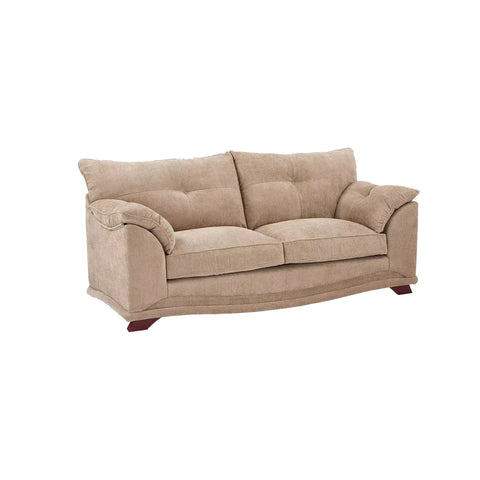 Beige sofa high density foam base seat interior with a hand-rolled carded fibre,
channelled topper which provides both softness and support. 