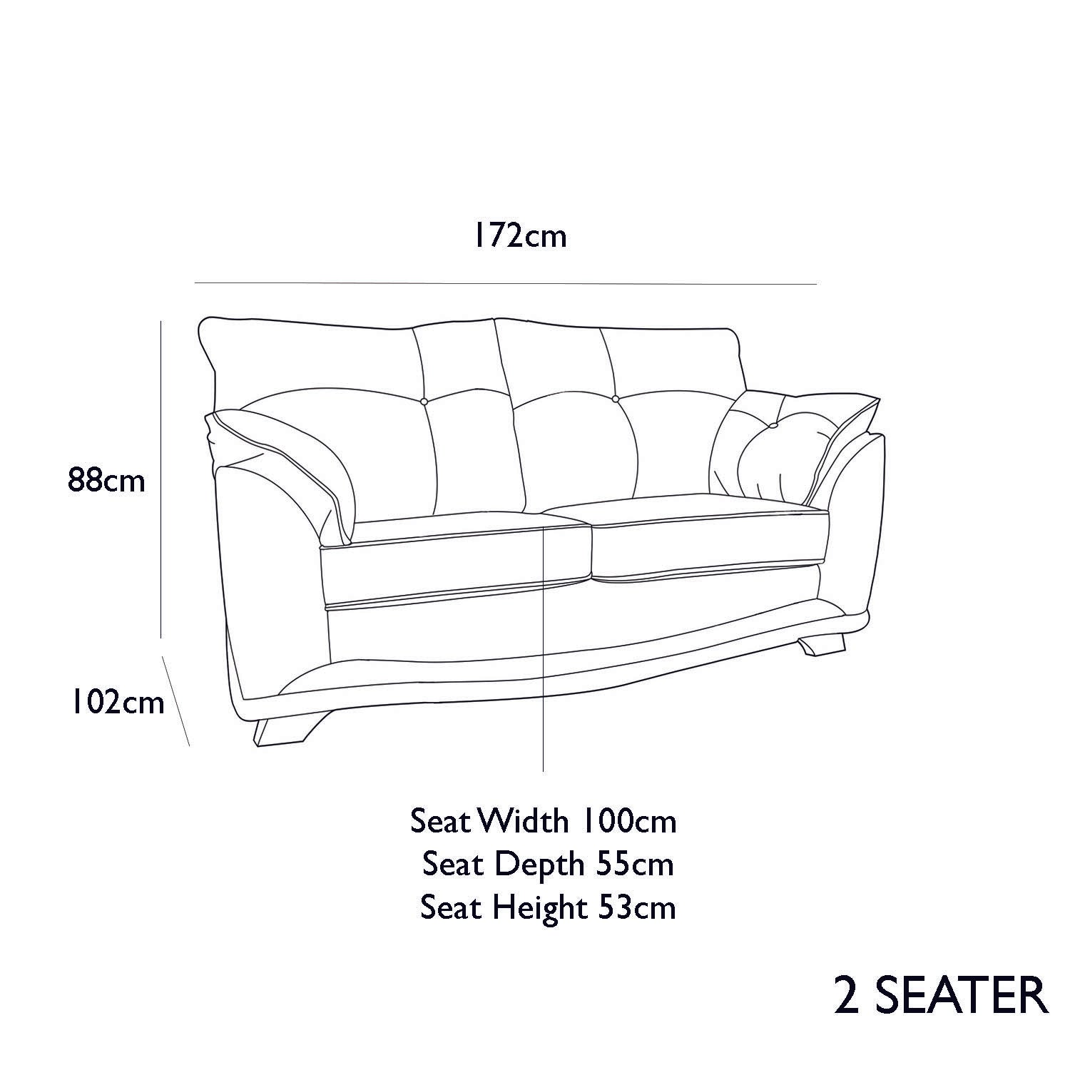 Nolan Brown Leather 3 Seater Sofa, also available in a variety of fabrics and colours - 2 Seater Sofa Dimensions  